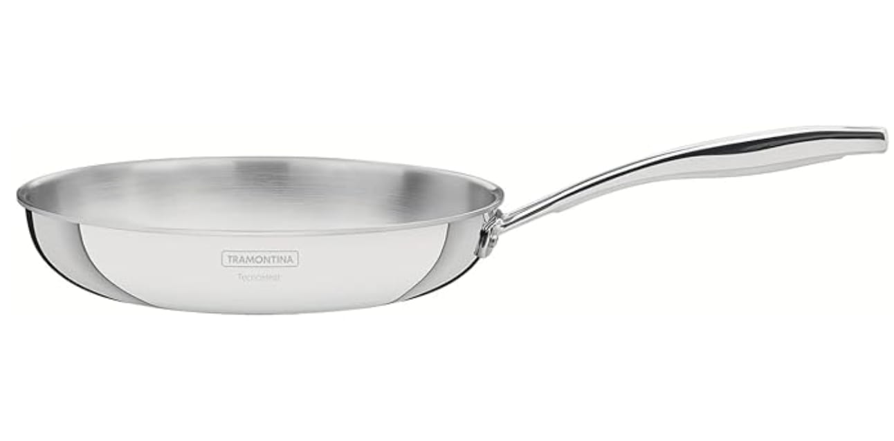 Tramontina Sartén Grano Acero Inoxidable Triple Cuerpo - 26 cm - sartén saludable sin PFOA