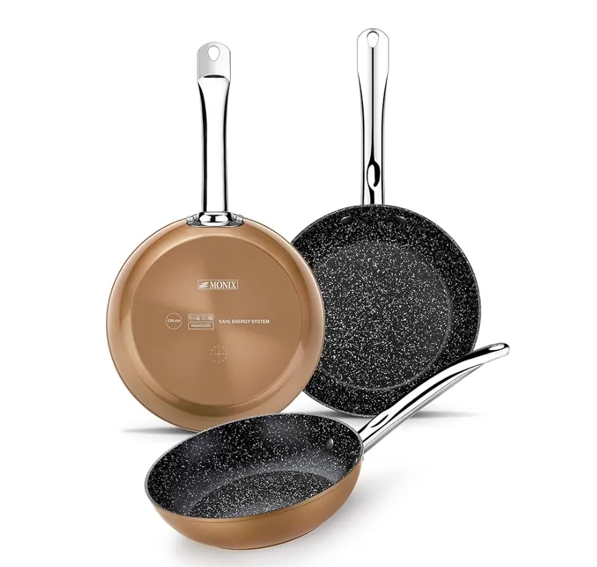 Monix Copper Lote de 3 Sartenes de Aluminio Forjado 20/24/28 cm 1